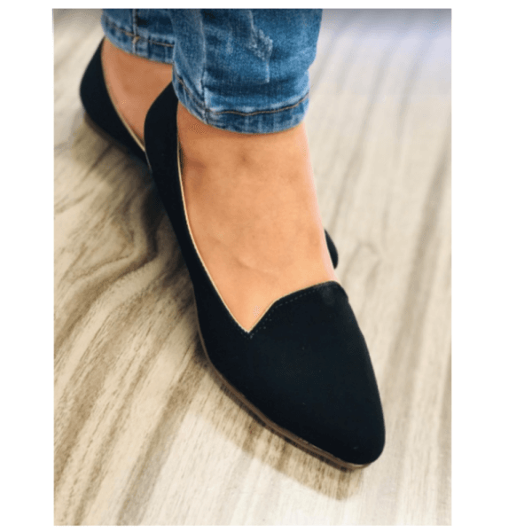 Balerina Style Shoes for Women, Made in Suede Black in Camel Color